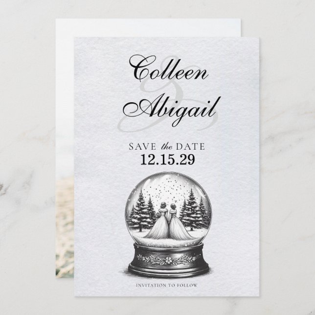 Brides Snow Globe Save The Date (Front/Back)