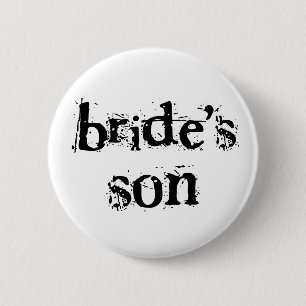 Bride's Son Black Text 6 Cm Round Badge