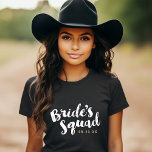 Bride's Squad Personalised Bridal Party Tanks<br><div class="desc">Custom bridal party tees and tanks with "Bride's Squad" graphic in a stylish brush script. Personalise it with your wedding date,  wedding hashtag,  names or other custom text. Perfect gift for bride,  bridesmaids and wedding party to wear for the bachelorette party or wedding day!</div>