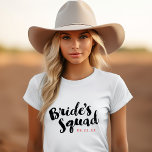 Bride's Squad Personalised Bridal Party Tanks<br><div class="desc">Custom bridal party tees and tanks with "Bride's Squad" graphic in a stylish brush script. Personalise it with your wedding date,  wedding hashtag,  names or other custom text. Perfect gift for bride,  bridesmaids and wedding party to wear while getting ready on your wedding day!</div>