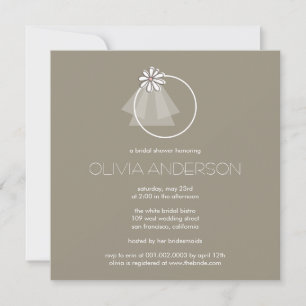 Bride's Veil Daisy Flower Monogram Bridal Shower Invitation