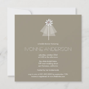 Bride's Veil Daisy Flower Monogram Bridal Shower Invitation