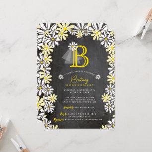 Bride's Veil Monogram Chalkboard Bridal Shower Invitation