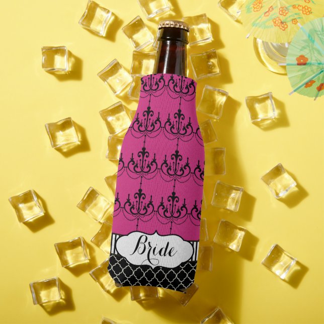Bride's Vintage Chandelier Damask Pattern Bottle Cooler (In Situ Summer)