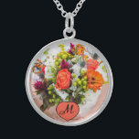 Bride's Wedding Bouquet  Photo monogram Keepsake Sterling Silver Necklace<br><div class="desc">Customise this design today! This gift is perfect for expression for the special occasion.
 Come check out our store,  for all our cool designs.</div>