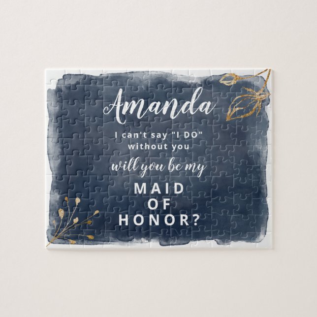 Bridesmai or Maid of Honour navy and gold puzzle (Horizontal)