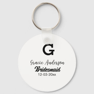 Bridesmaid add name monogram simple minimal modern key ring