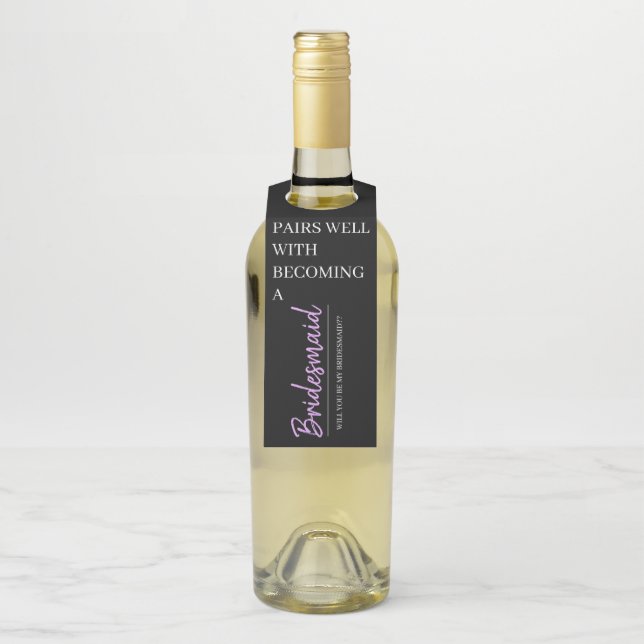 Bridesmaid Announcement Wine Label Bottle Tag (On Bottle)