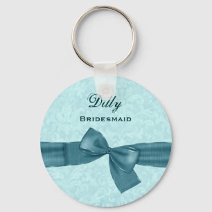 Bridesmaid Aqua and Teal Bow B030 Key Ring