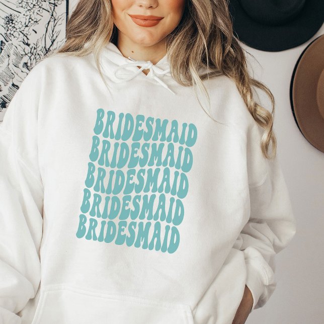 Bridesmaid Aqua Teal Custom Matching Bridal Part Hoodie (Creator Uploaded)