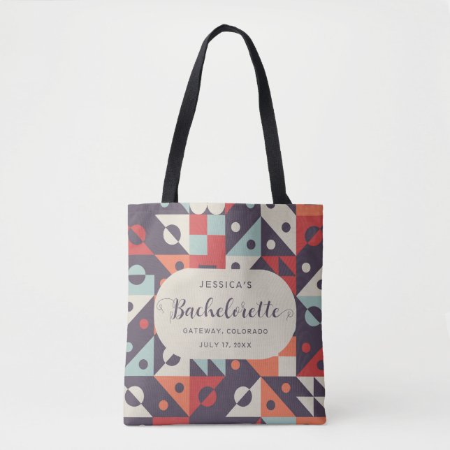 Bridesmaid Bachelorette Custom Retro Vibrant Tote Bag (Front)