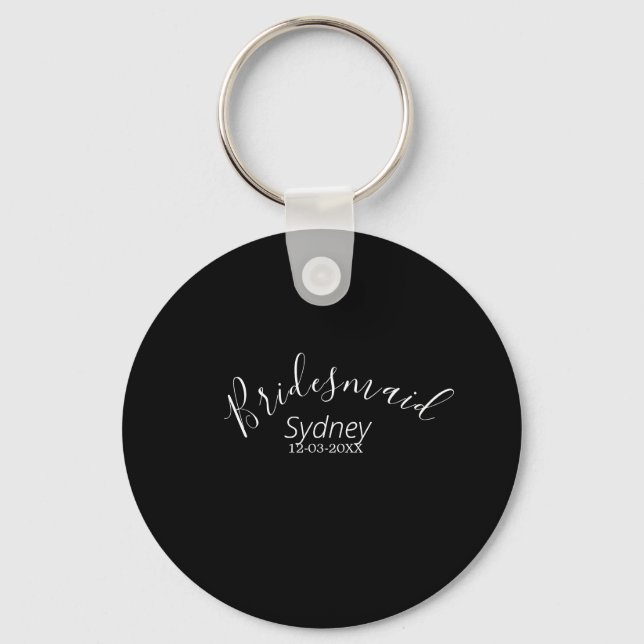 Bridesmaid bachelorette party add name modern  key ring (Front)