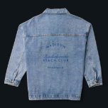 Bridesmaid Bachelorette Party Bridal Wedding Denim Jacket<br><div class="desc">This denim jacket is not just a piece of clothing; it's a personalised keepsake that adds a touch of edgy charm to your bridal party. Featuring customisable elements, you can personalise it with the bridesmaid's name or a special message, making it a unique and cherished part of your wedding celebration....</div>