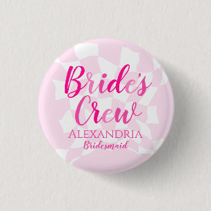 Bridesmaid Bachelorette Party Personalised Pink 3 Cm Round Badge