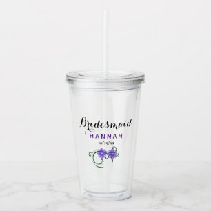 Bridesmaid Bachelorette Party Wedding Purple Acrylic Tumbler