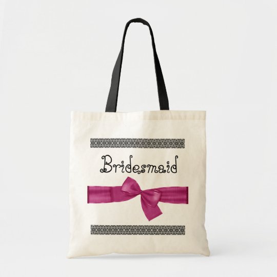 Bridesmaid Bag - Pink Faux Bow and Lace