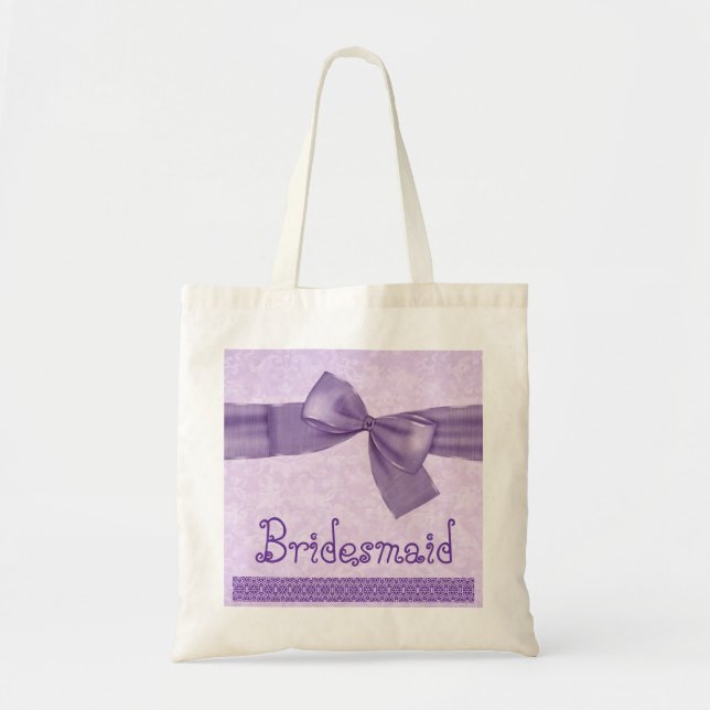 Bridesmaid Bag - Purple Textured Bow (Front)