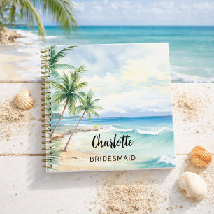 Bridesmaid beach wedding notebook