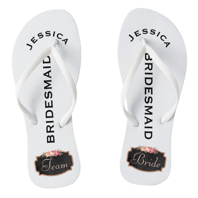 Bridesmaid Beach Wedding | Team Bride Flip Flops (Footbed)