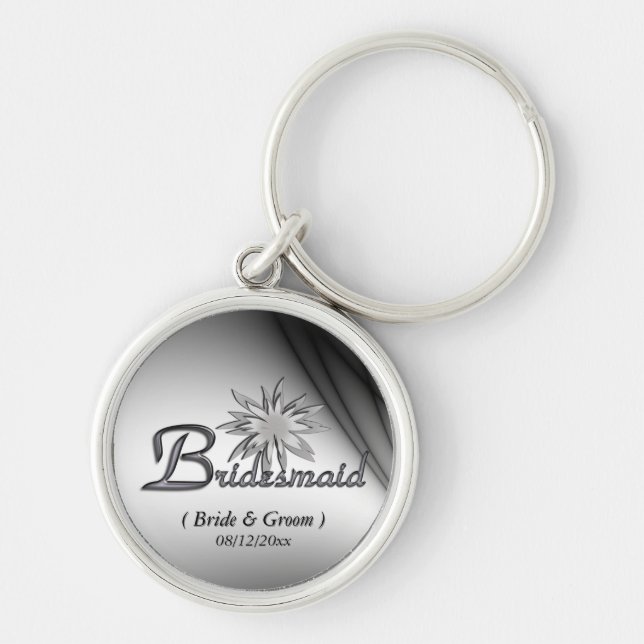 Bridesmaid Black and White Custom Keychains (Front)