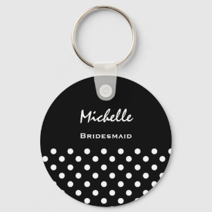 Bridesmaid Black and White Polka Dots Key Ring