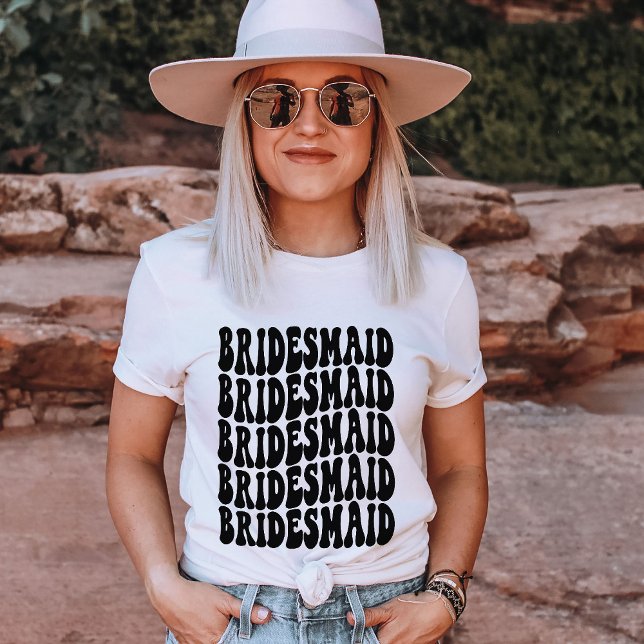Bridesmaid Black Customised Matching Bridal Party T-Shirt (Creator Uploaded)