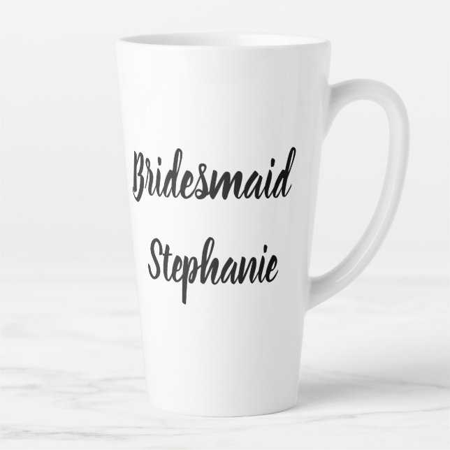 Bridesmaid Black Elegant Script Stylish Weddings Latte Mug (Right)