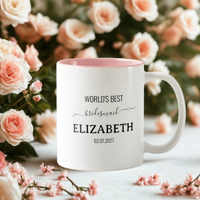 Bridesmaid black minimalist script bachelorette  T Two-Tone Coffee Mug (Creator Uploaded)