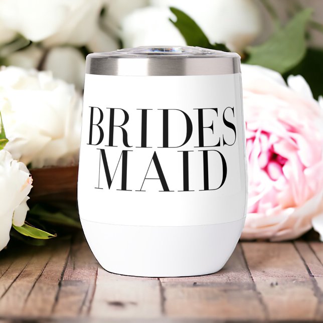 Bridesmaid Black Modern Elegant Personalised  (Creator Uploaded)