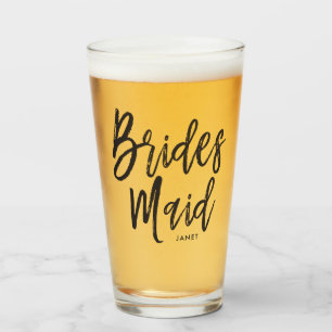 Bridesmaid Black Script Style Glass