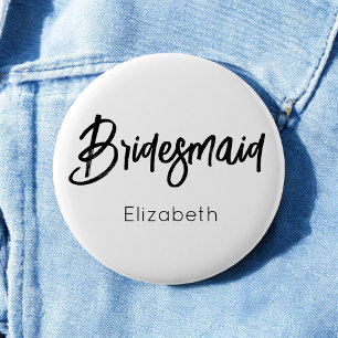 Bridesmaid Black White Wedding Button