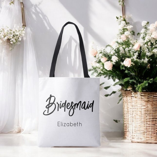 Bridesmaid Black White Wedding  Tote Bag (Creator Uploaded)