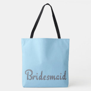 Bridesmaid bling and custom background colour tote bag