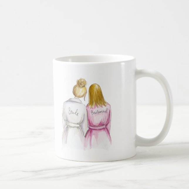 Bridesmaid? Blonde Bun Bride Dark Bl Straight Maid Coffee Mug (Right)