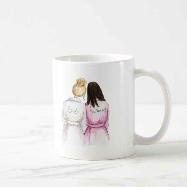 Bridesmaid? Blonde Bun Bride Dk Br Long Maid Coffee Mug (Right)