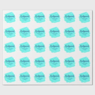Bridesmaid blue green watercolor add name date sty wrapping paper
