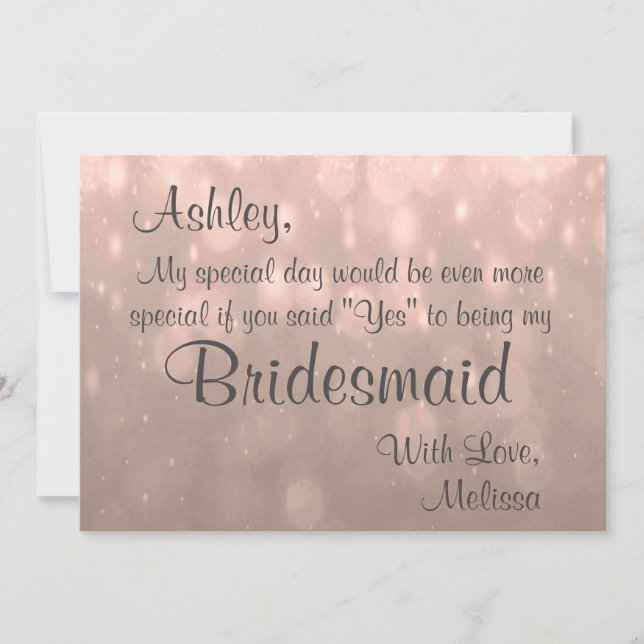 Bridesmaid  | Blush Bokeh Invitation (Front)