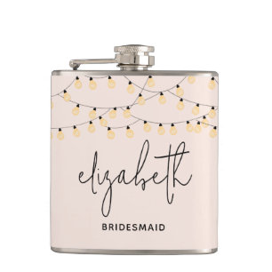 Bridesmaid Blush Pink Modern Script  Hip Flask