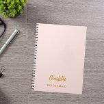 Bridesmaid blush pink notebook<br><div class="desc">A blush pink background colour.  Personalise and add your bridesmaid's name.  Golden handwritten style script.</div>