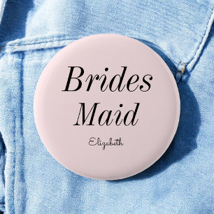 Bridesmaid Blush Pink White Wedding 6 Cm Round Badge