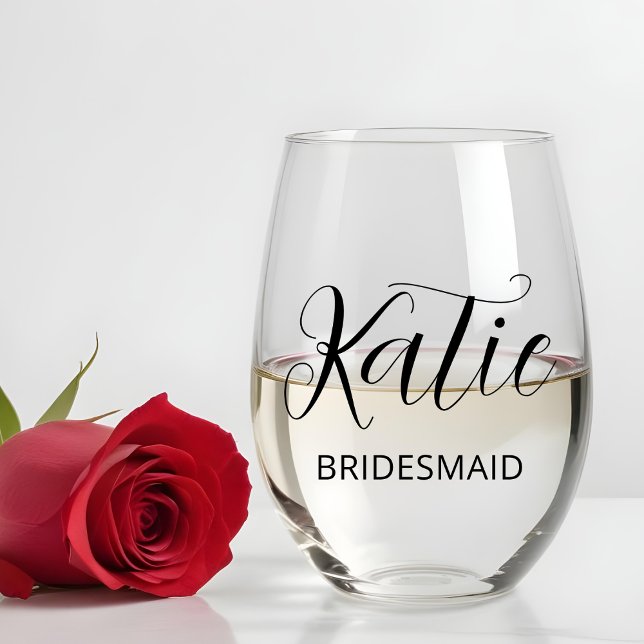 Bridesmaid Bridal Party Wedding Toast Personalised Stemless Wine Glass (Creator Uploaded)