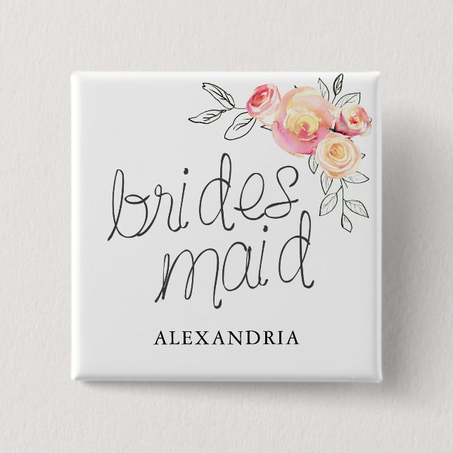 Bridesmaid Bridal Shower 15 Cm Square Badge (Front)