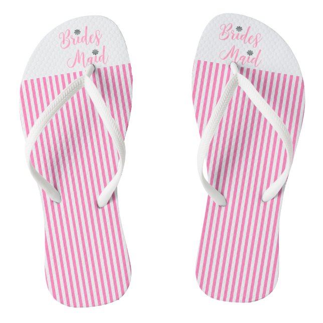 Bridesmaid, Bridal,Wedding, Pink Cute Flip Flops (Footbed)