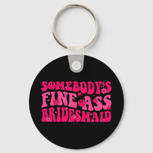 Bridesmaid Bride Squad Bridal Shower Groovy Bachel Key Ring