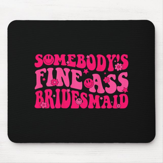 Bridesmaid Bride Squad Bridal Shower Groovy Bachel Mouse Mat (Front)