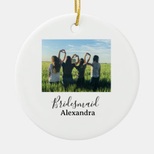 Bridesmaid bride squad name calligraphy photo gift ceramic tree decoration