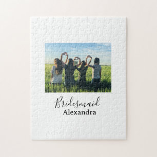 Bridesmaid bride squad name calligraphy photo gift jigsaw puzzle