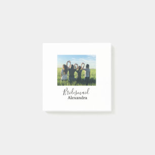 Bridesmaid bride squad name calligraphy photo gift post-it notes