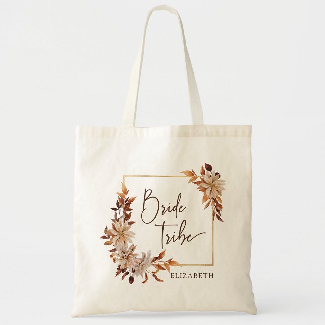 Bridesmaid Bride Tribe Wedding Tote Bag (Autumn Floral Bridesmaid Bride Tribe Wedding Tote Bag by Painted Paperie
)