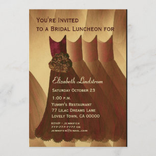 Bridesmaid Brunch Chocolate Gold Dresses Metallic Invitation
